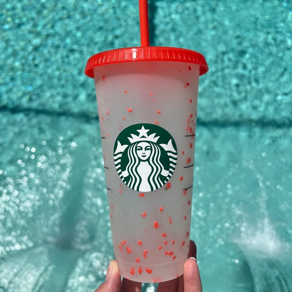 Starbucks Red Color Changing Confetti Reusable Cold Cup - Picture 2 of 2